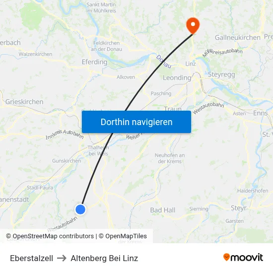 Eberstalzell to Altenberg Bei Linz map