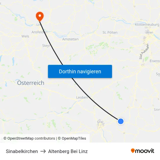 Sinabelkirchen to Altenberg Bei Linz map