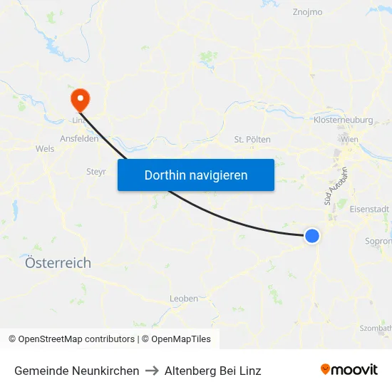 Gemeinde Neunkirchen to Altenberg Bei Linz map