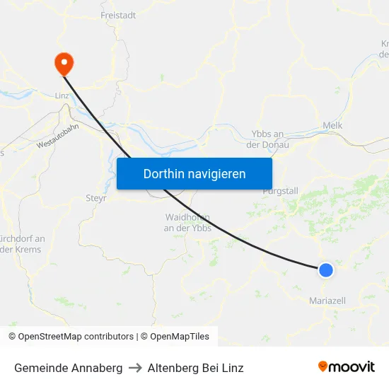 Gemeinde Annaberg to Altenberg Bei Linz map