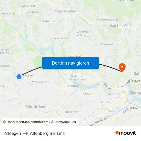 Steegen to Altenberg Bei Linz map