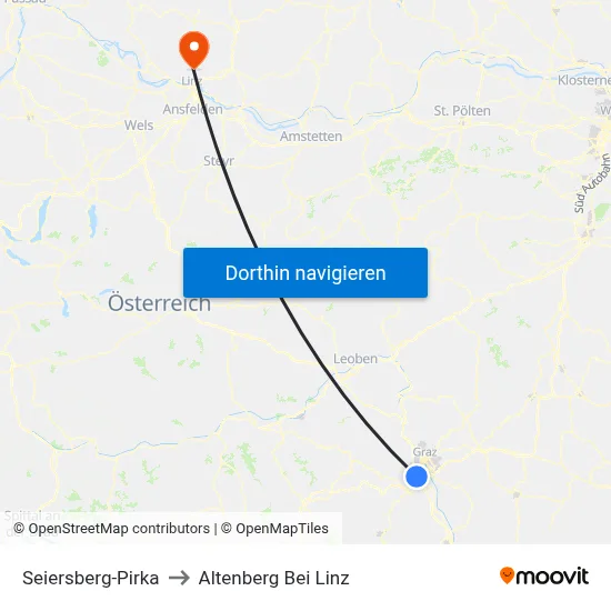 Seiersberg-Pirka to Altenberg Bei Linz map