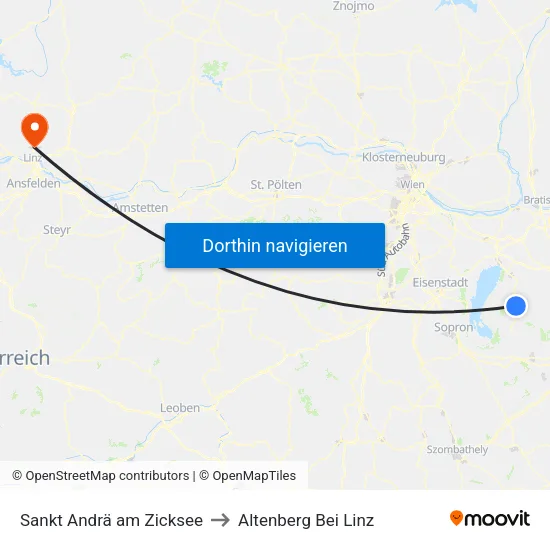 Sankt Andrä am Zicksee to Altenberg Bei Linz map