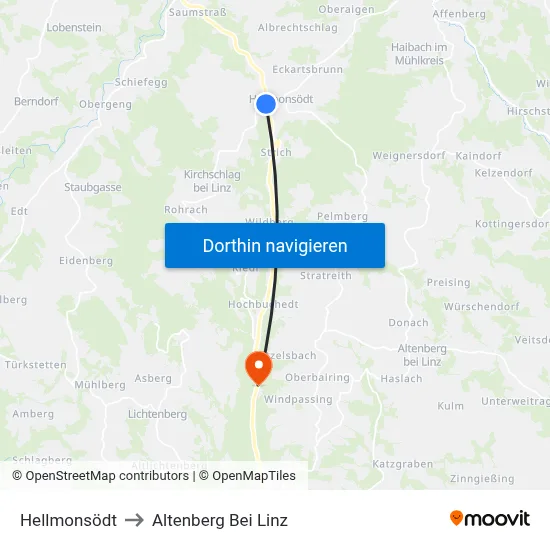 Hellmonsödt to Altenberg Bei Linz map