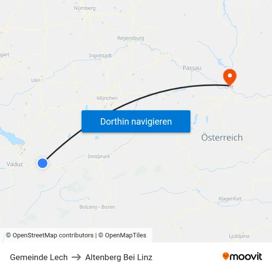 Gemeinde Lech to Altenberg Bei Linz map