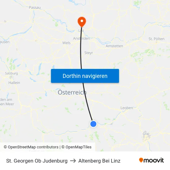 St. Georgen Ob Judenburg to Altenberg Bei Linz map