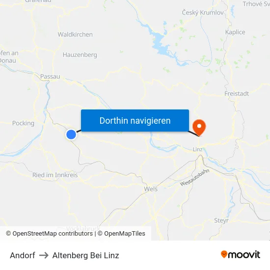Andorf to Altenberg Bei Linz map