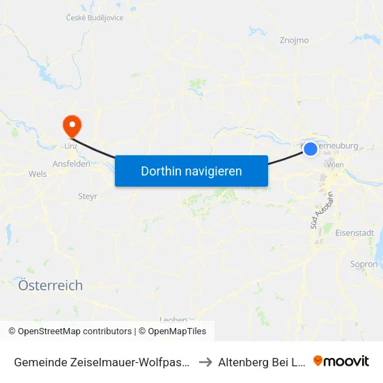 Gemeinde Zeiselmauer-Wolfpassing to Altenberg Bei Linz map