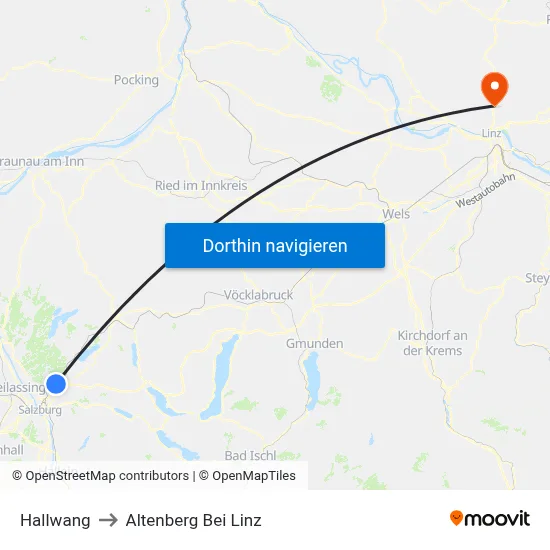 Hallwang to Altenberg Bei Linz map