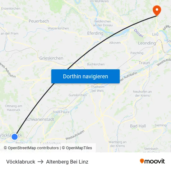 Vöcklabruck to Altenberg Bei Linz map