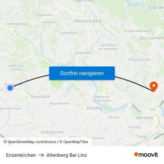 Enzenkirchen to Altenberg Bei Linz map