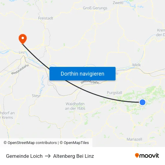 Gemeinde Loich to Altenberg Bei Linz map