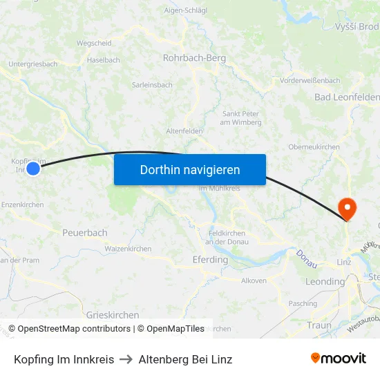 Kopfing Im Innkreis to Altenberg Bei Linz map
