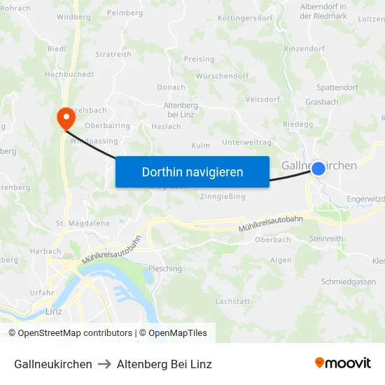 Gallneukirchen to Altenberg Bei Linz map