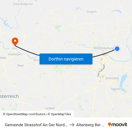 Gemeinde Strasshof An Der Nordbahn to Altenberg Bei Linz map