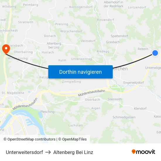 Unterweitersdorf to Altenberg Bei Linz map
