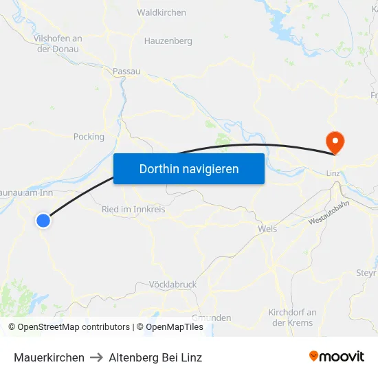 Mauerkirchen to Altenberg Bei Linz map