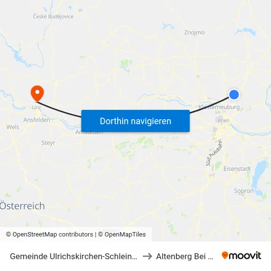 Gemeinde Ulrichskirchen-Schleinbach to Altenberg Bei Linz map