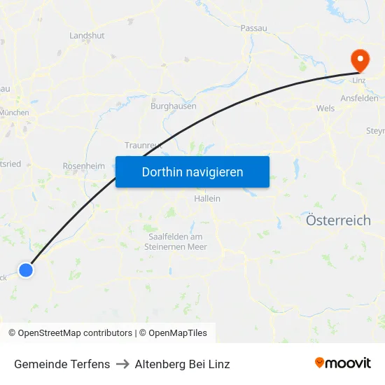 Gemeinde Terfens to Altenberg Bei Linz map
