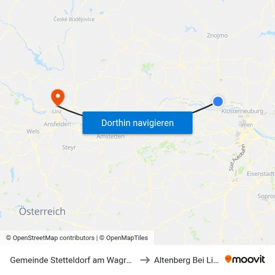 Gemeinde Stetteldorf am Wagram to Altenberg Bei Linz map
