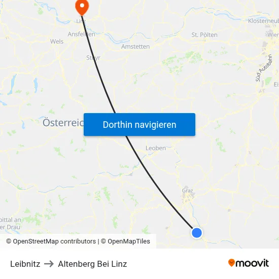 Leibnitz to Altenberg Bei Linz map