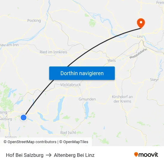Hof Bei Salzburg to Altenberg Bei Linz map