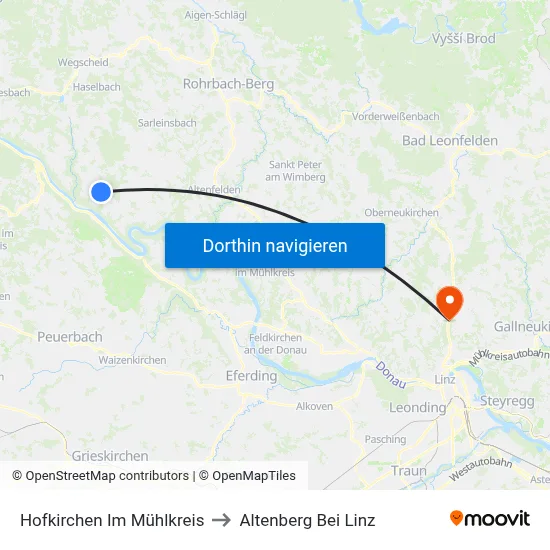 Hofkirchen Im Mühlkreis to Altenberg Bei Linz map