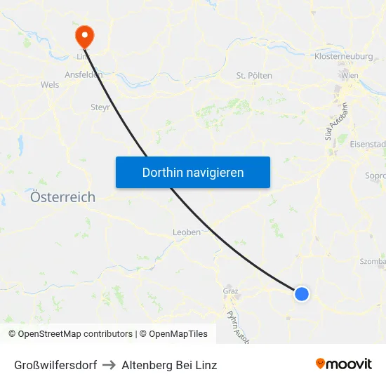 Großwilfersdorf to Altenberg Bei Linz map