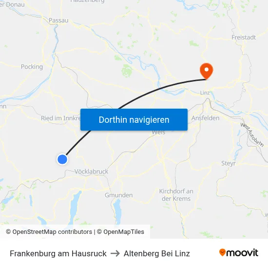 Frankenburg am Hausruck to Altenberg Bei Linz map