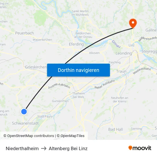 Niederthalheim to Altenberg Bei Linz map
