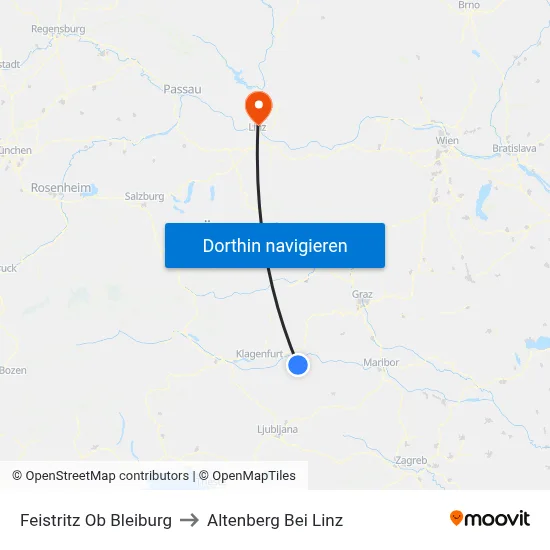 Feistritz Ob Bleiburg to Altenberg Bei Linz map