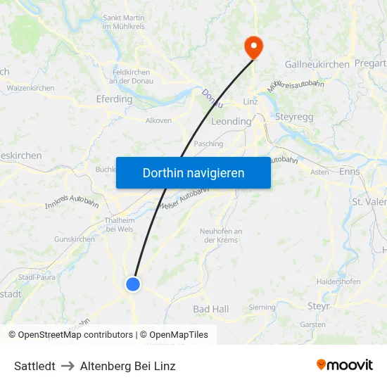 Sattledt to Altenberg Bei Linz map