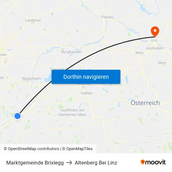 Marktgemeinde Brixlegg to Altenberg Bei Linz map