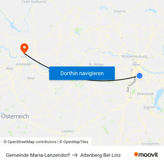 Gemeinde Maria-Lanzendorf to Altenberg Bei Linz map