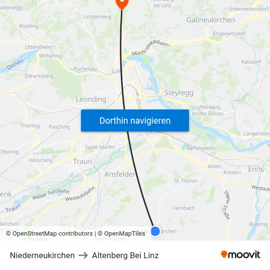 Niederneukirchen to Altenberg Bei Linz map