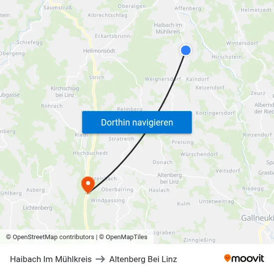 Haibach Im Mühlkreis to Altenberg Bei Linz map