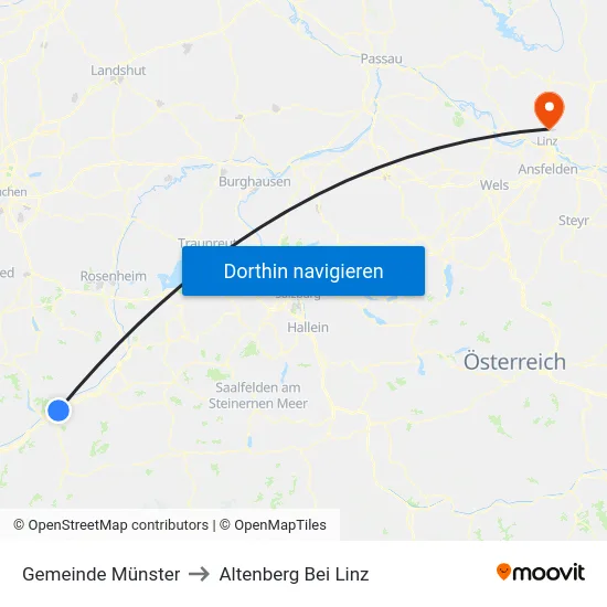 Gemeinde Münster to Altenberg Bei Linz map