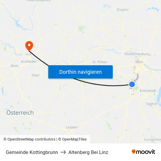 Gemeinde Kottingbrunn to Altenberg Bei Linz map