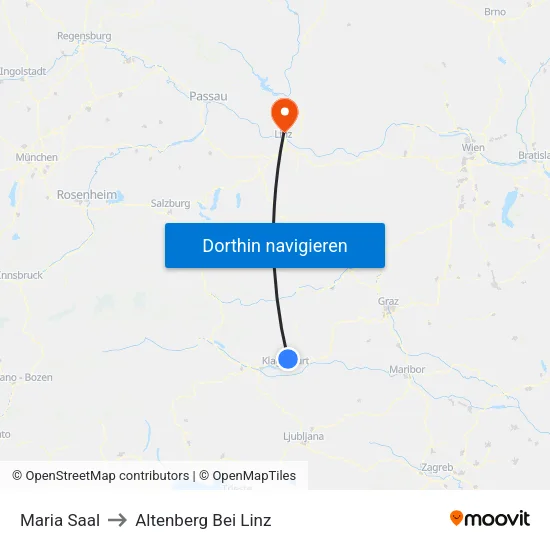 Maria Saal to Altenberg Bei Linz map