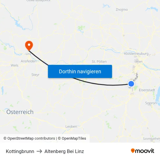Kottingbrunn to Altenberg Bei Linz map