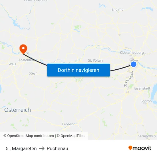 5., Margareten to Puchenau map