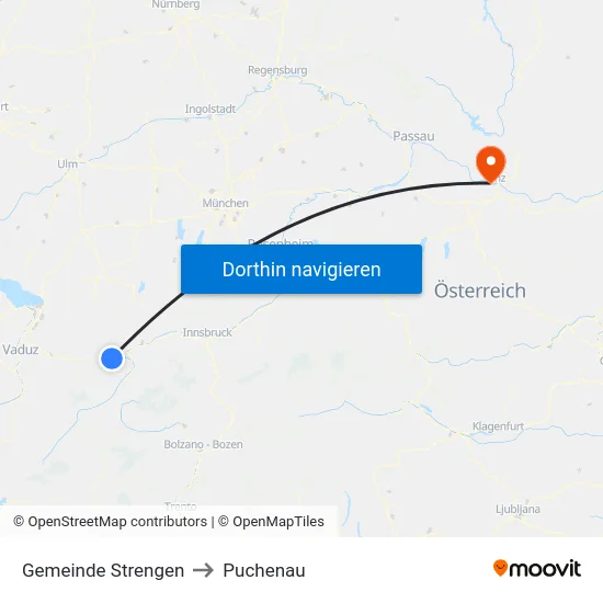 Gemeinde Strengen to Puchenau map