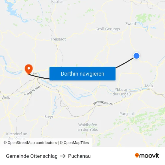 Gemeinde Ottenschlag to Puchenau map