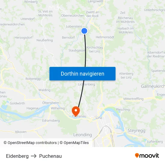 Eidenberg to Puchenau map