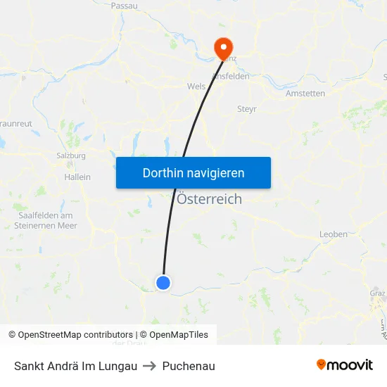 Sankt Andrä Im Lungau to Puchenau map
