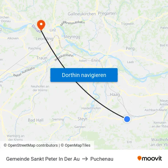 Gemeinde Sankt Peter In Der Au to Puchenau map