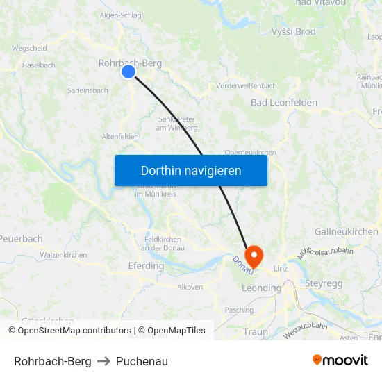Rohrbach-Berg to Puchenau map