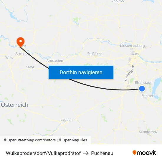 Wulkaprodersdorf/Vulkaprodrštof to Puchenau map