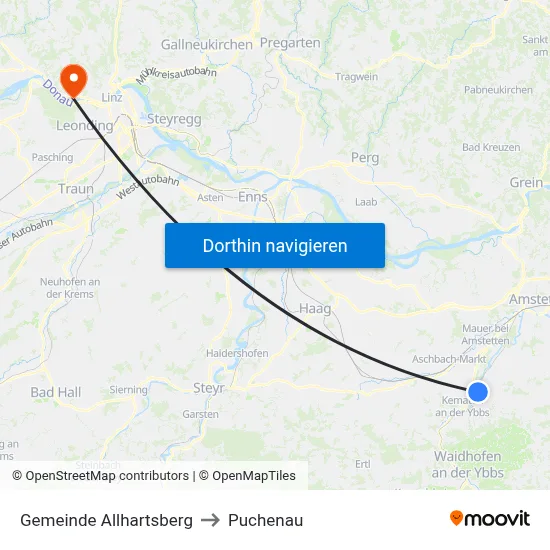 Gemeinde Allhartsberg to Puchenau map
