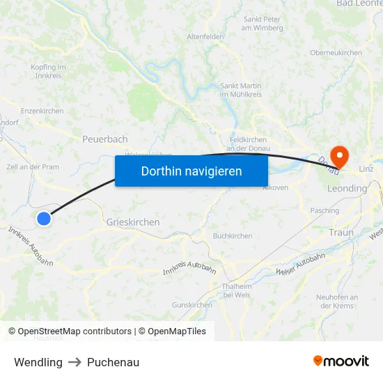 Wendling to Puchenau map